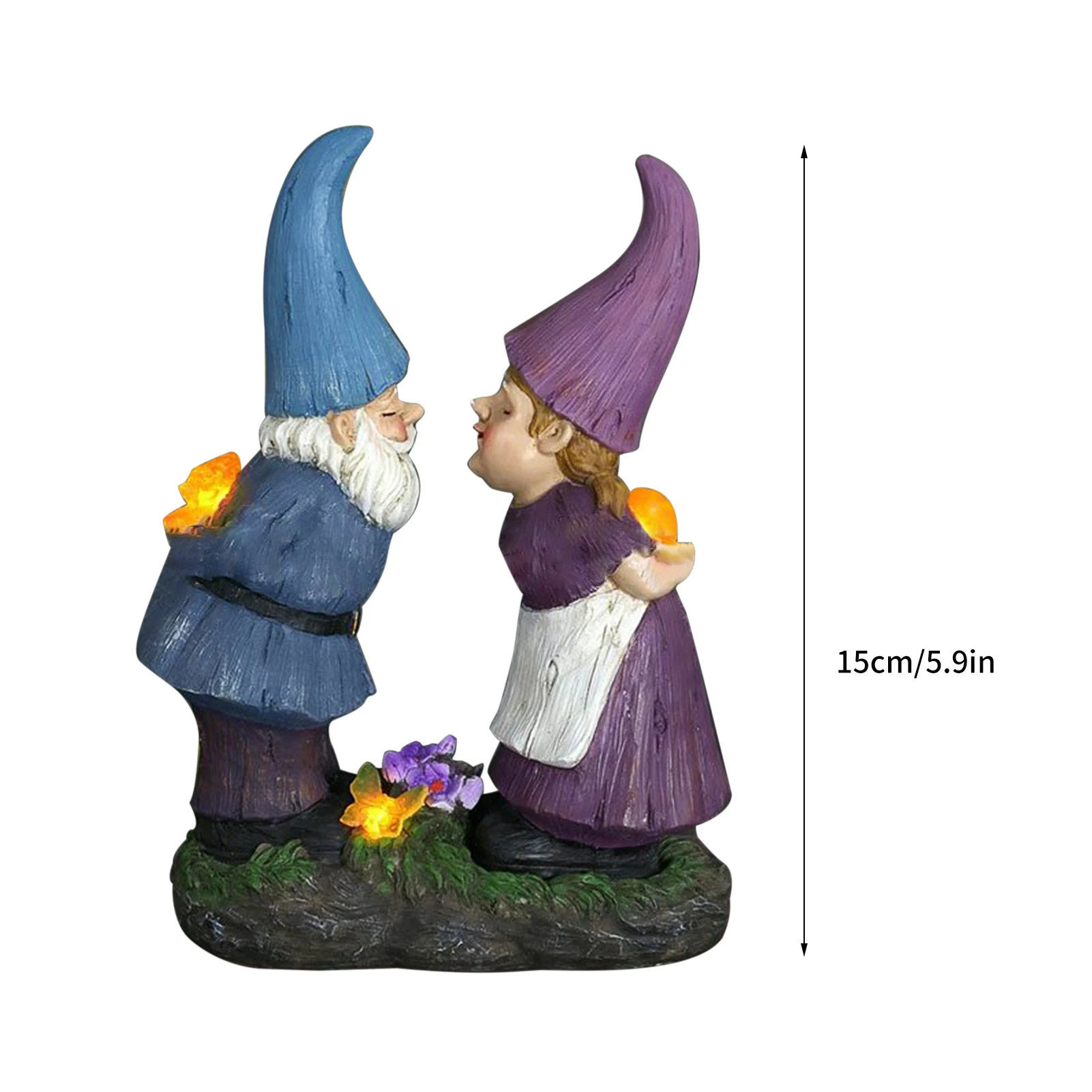 

Adorable Hand Painted Gnome Couple Resin Statue Desktop Home Decor Decoration Gifts decoracion salon casa