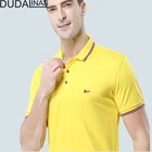 Рубашка-поло Dudalinas мужская с коротким рукавом, повседневная и деловая, с вышивкой, в полоску, лето 2021