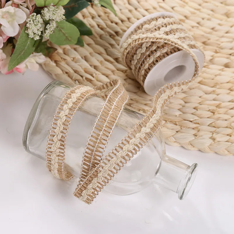 Новый Винтажный белый цветочный кружевной джутовый льняной аксессуар для