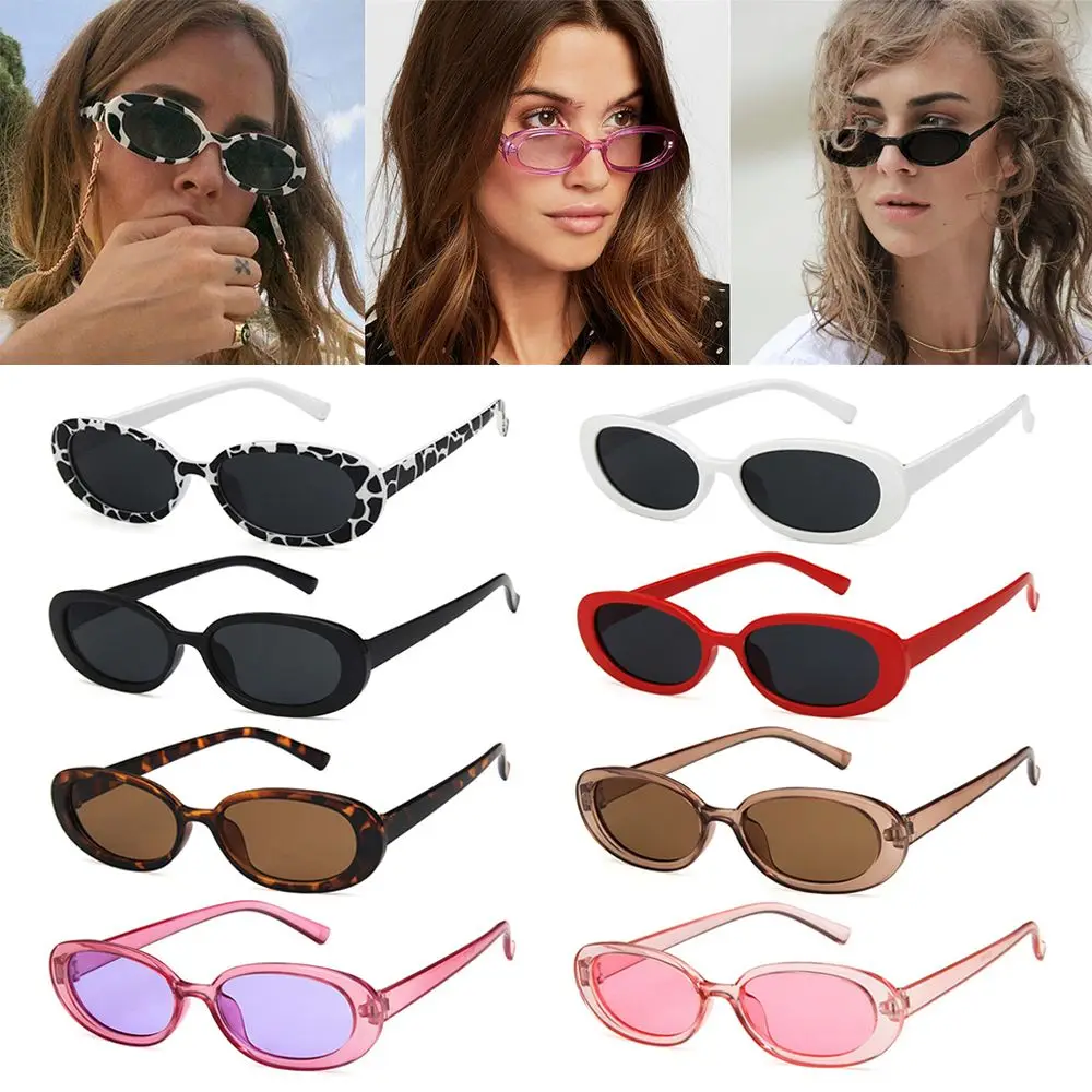 

8 Пар Модных овальных солнцезащитных очков для женщин, ретро очки для вождения 90-х, винтажные маленькие очки в оправе, солнцезащитные очки с ...