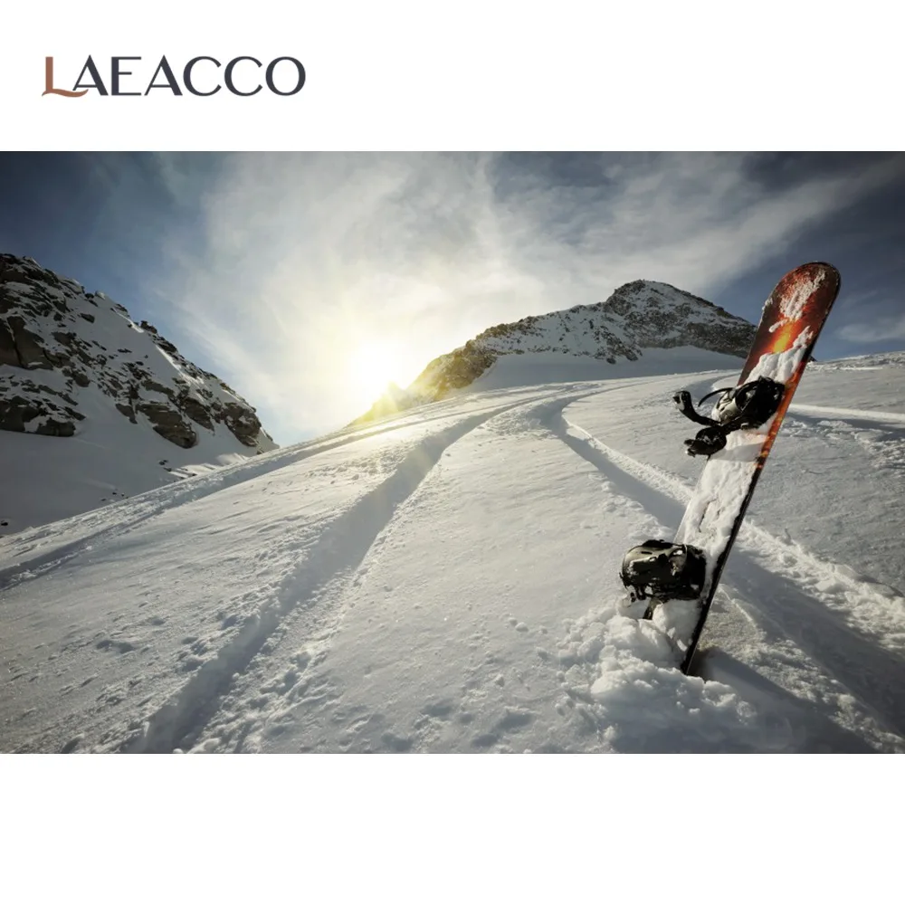 Laeacco зимние Горные лыжи Сланец солнечный день для отдыха и вечеринок фоновая