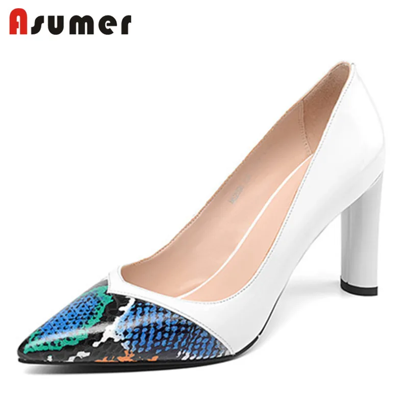 

ASUMER 2022 new arrive high heels ladies party wedding shoes snake genuine leather spring summer single shoes women pumps