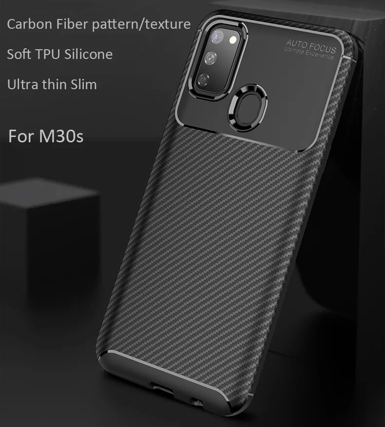 Чехол из углеродного волокна для Samsung Galaxy M30s TPU силиконовый защитный