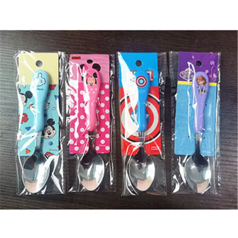 

Disney children's stainless steel fork stainless steel spoon fashion car Mickey Minnie pattern cutlery set fork spoon