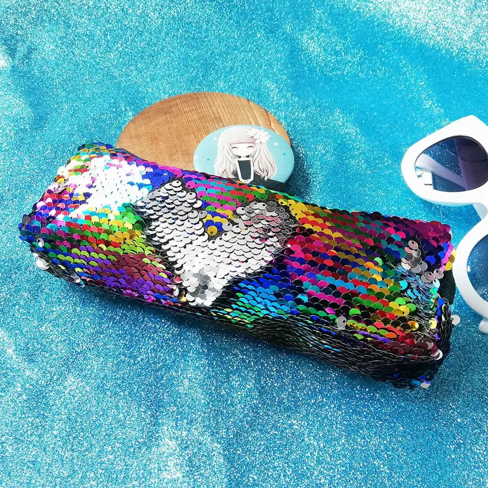 New Super Pencil Case sequin stationery pencil case European and American fish storage bag Ladies | Канцтовары для офиса и