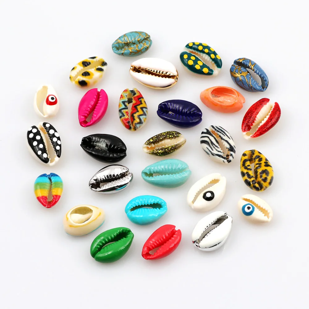 10 шт. ракушки из натуральных морских ракушек с цветочным принтом декоративные