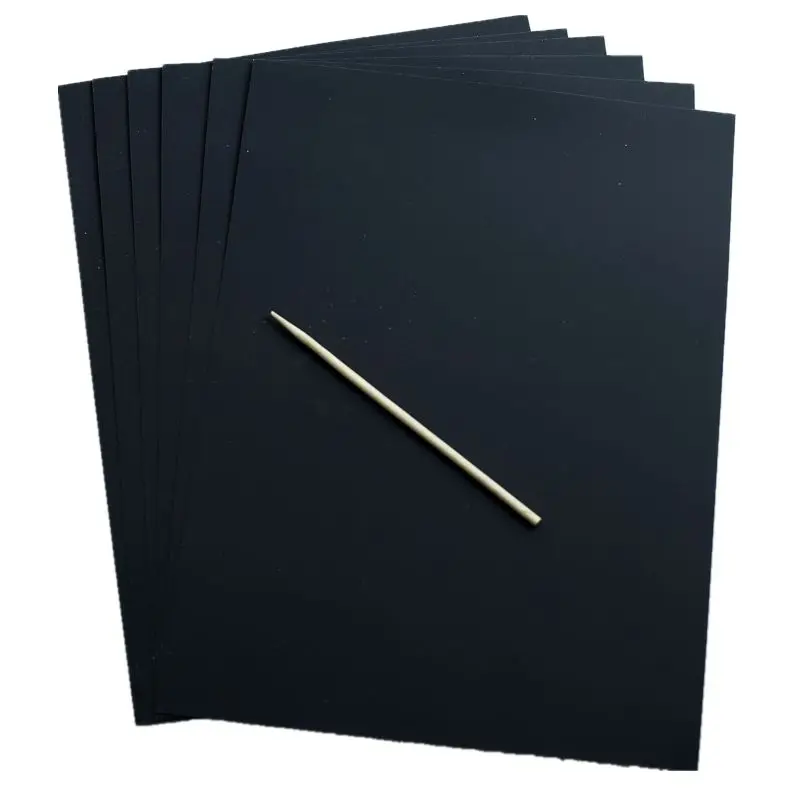 

40JC Scratch Art Set, 50 Piece Rainbow Scratch Paper for Kids Black Scratch Off Art Notes Boards with 5 Wooden Stylus for
