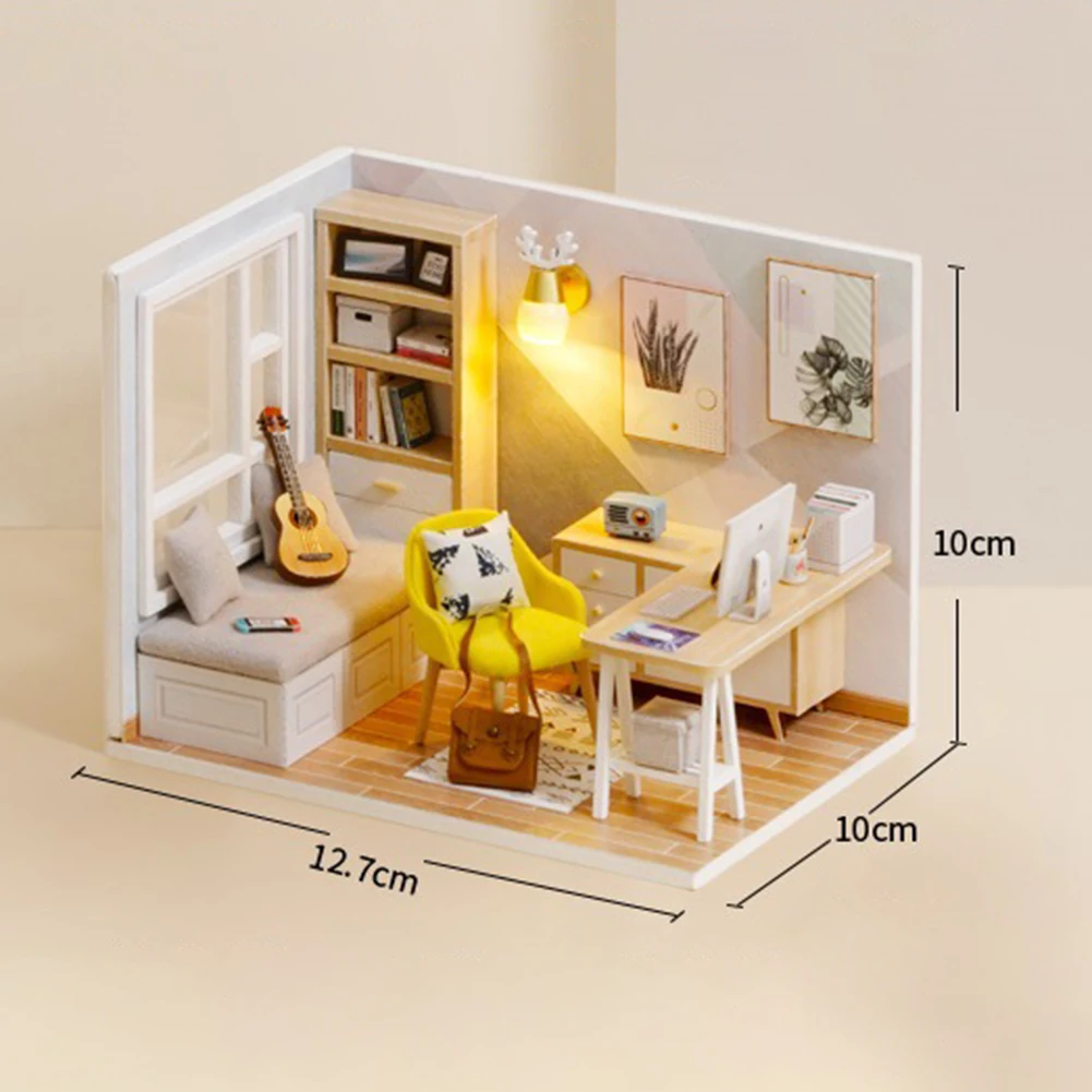 

3D Wooden DIY Mini House Kit Manual Assembling Study Room Toy Present for Kid Children Brithday Gifts Study Room Educationa Toy