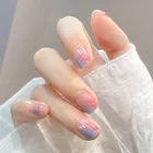 Искусственные ногти 24 шт. с дизайном розовые пятна Тип короткий квадратный абзац Маникюр экономит время искусственные ногти с клеевым прессом Dl