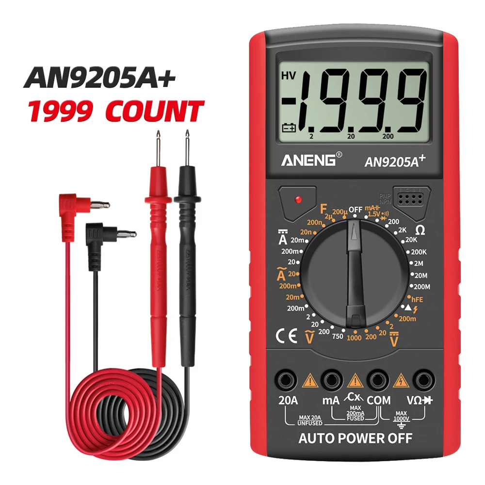 Цифровой мультиметр DT9205A + ЖК-дисплей 1999 отсчетов ручной диапазон Универсальный