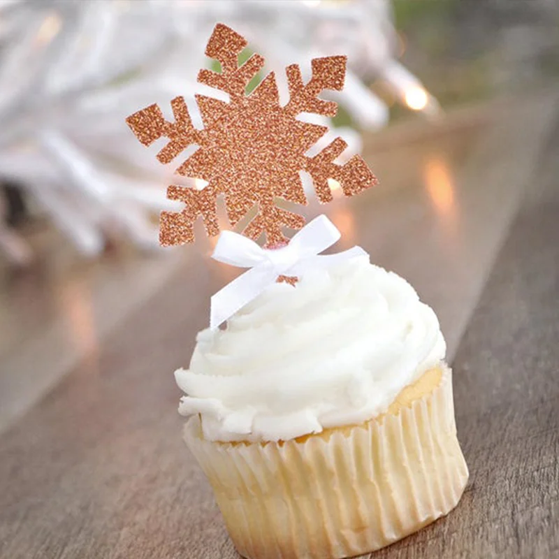 10 шт. вечерние снежинки для дня рождения Леденцы с блестками розовое золото