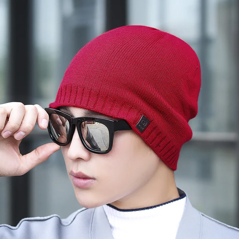 

Korean Winter Hats Men's Korean Version Of The Tide Cap Women Mens Knitted Knit Winter Warm Ski Crochet Slouch Hat Cap