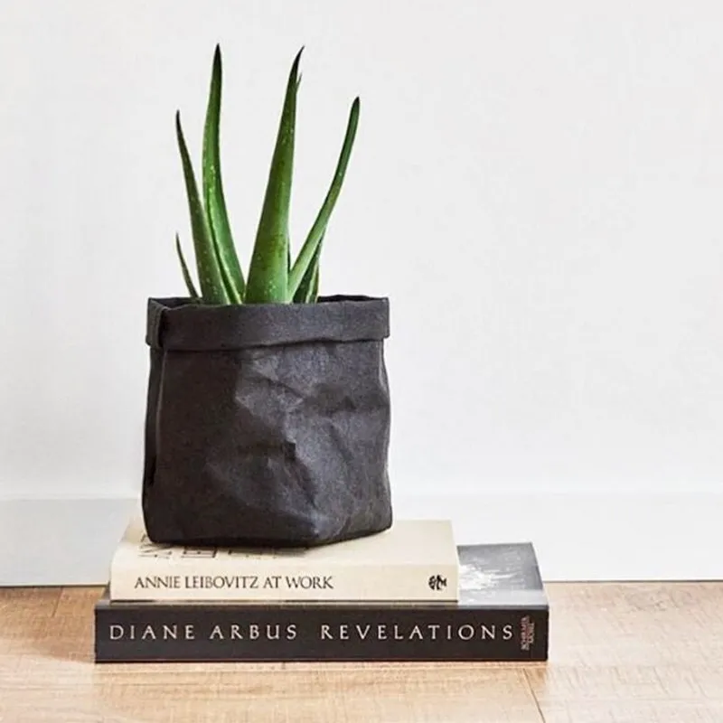 Моющаяся сумка для хранения из крафт бумаги скандинавские небьющиеся растения