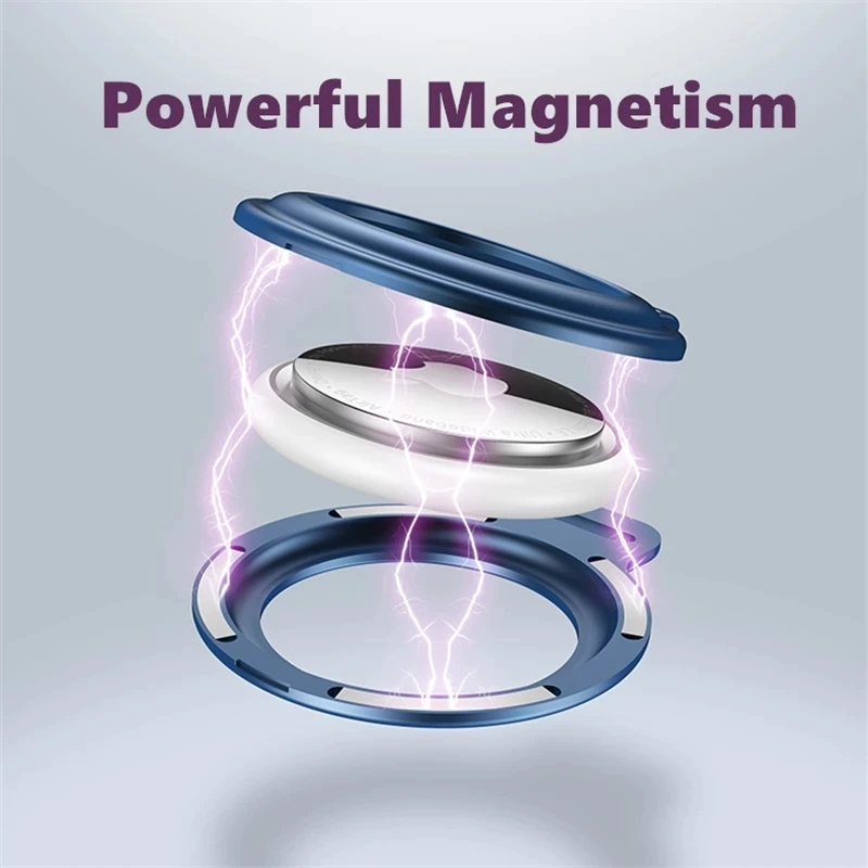 

360 Full Magnetic Case For Airtags Metal Bumper Sleeve Antilost Device Keychain For Apple Airtags Case Leather Protective Sleeve