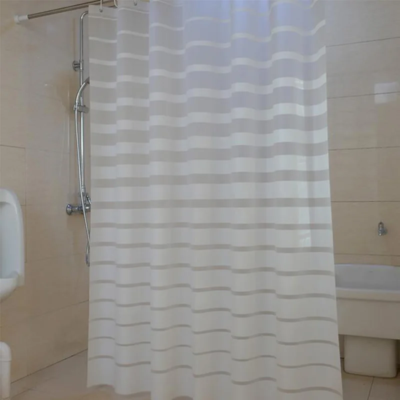 plastic shower curtains peva white striped bath screen for home hotel bathroom waterproof mold proof curtain with hooks free global shipping
