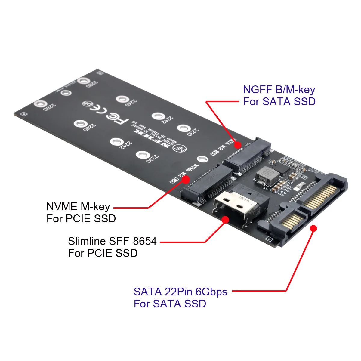 

Jimier SATA 22Pin Adapter SFF-8654 to M.2 U2 Kit NGFF M-Key to Slimline SAS NVME PCIe SSD SATA SSD Adapter for Mainboard…