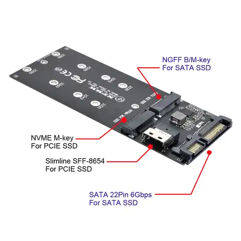 Адаптер Jimier SATA 22Pin, внешний адаптер для M.2 U2 Kit NGFF M-Key to Slimline SAS NVME PCIe SSD SATA SSD адаптер для материнской платы...