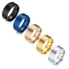 Мужское обручальное кольцо из нержавеющей стали, 8 мм, цвета: черный, синий, золотой, серебряный, гладкая, удобная посадка для помолвки, купите 2, получите 1
