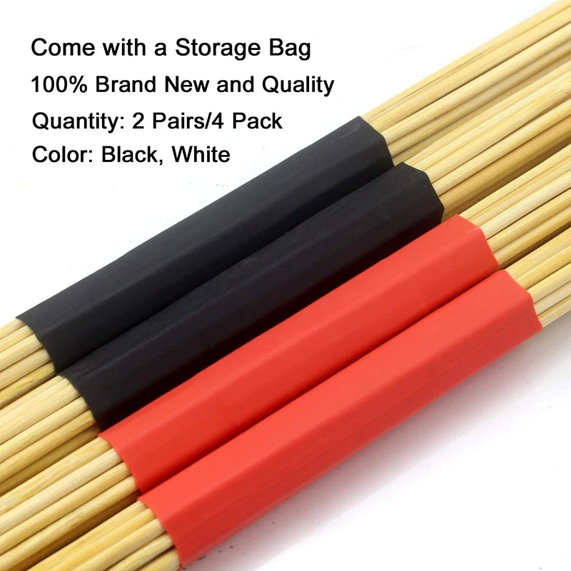 

2 Pairs Drum Sticks Brushes Hot Rods Rute Jazz Drumsticks Practical Drumsticks for Skilled Drummers to Create New Sound of Drum