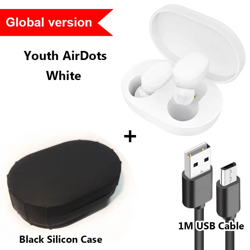 Global Black Case Xiaomi mi наушники AirDots Bluetooth Red mi TWS, стерео беспроводные наушники-вкладыши, бас наушники, Молодежная версия с mi c Handsfree - Цвет: Global Black Case