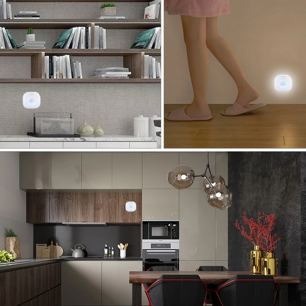 Светодиодный ночник с пассивным ИК датчиком движения беспроводной светильник