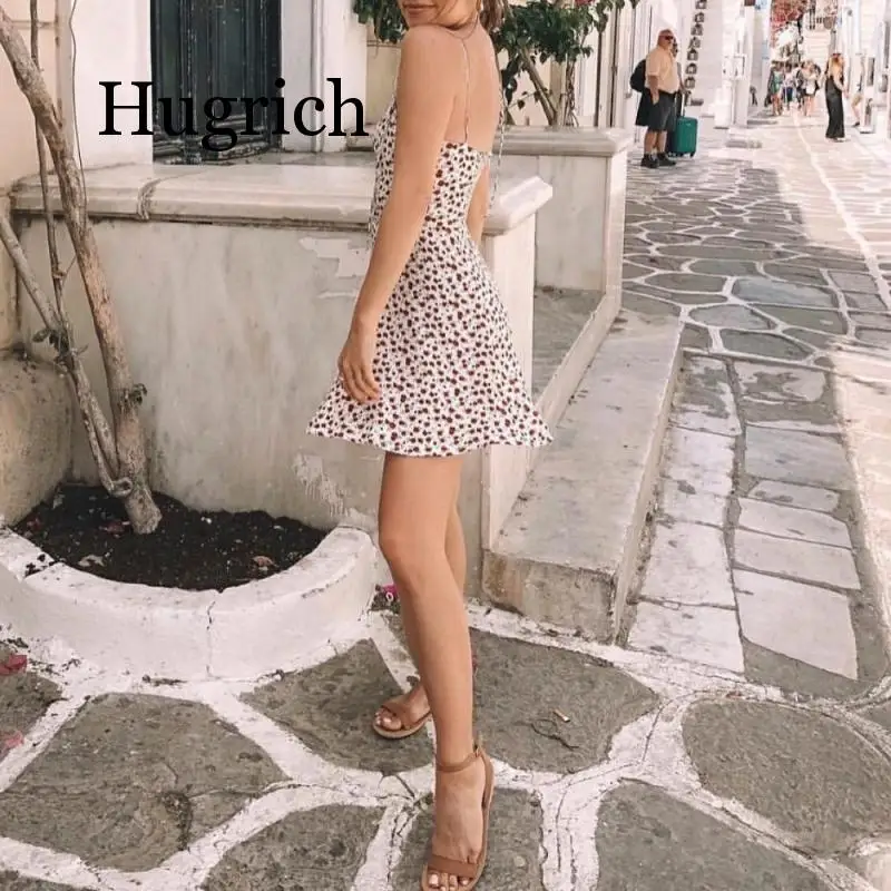 

2020 Summer Sexy Long Spaghetti Strap Slash-neck Printed Elastic Bust Dresses For Women With Adjustable Shoulder Strap
