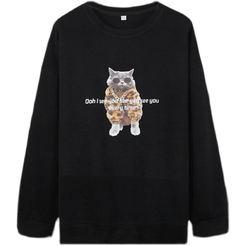 

Autumn 2021 Korean version sweatshirt women loose round neck all-match bf long-sleeve top pullover anime print sweater traf y2k