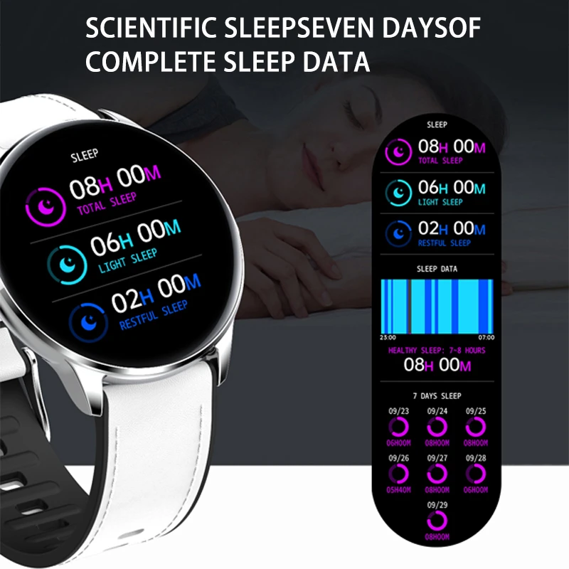 

2021 Full Touch Smart Watch Women IP68 Waterproof Bracelet ECG Heart Rate Monitor Sleep Monitoring Sports Smartwatch For Ladies