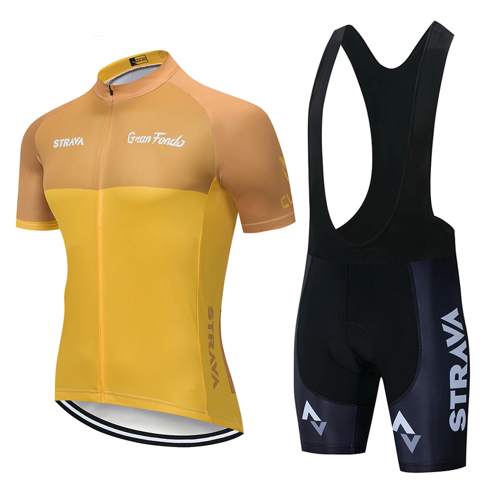 

STRAVA New Cycling Jersey Set Men's Summer Style Short Sleeve Cycling Clothing Sportswear Outdoor Mtb Ropa Ciclismo Bike Wear