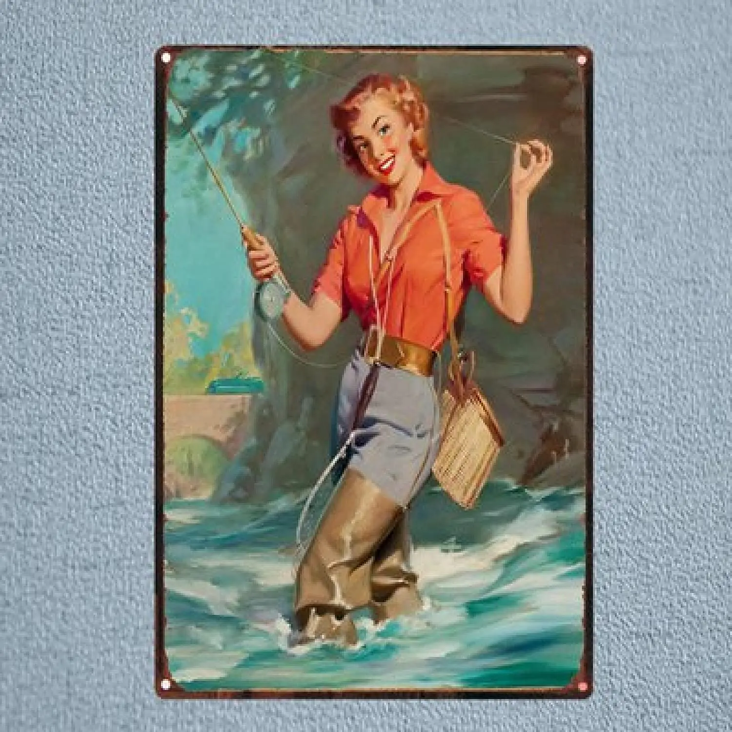 

Retro Girl Tin Metal Sign Metal Vintage Wall Pub Cafe Shop Home Art Decoration Iron Poster 12*8 Inch