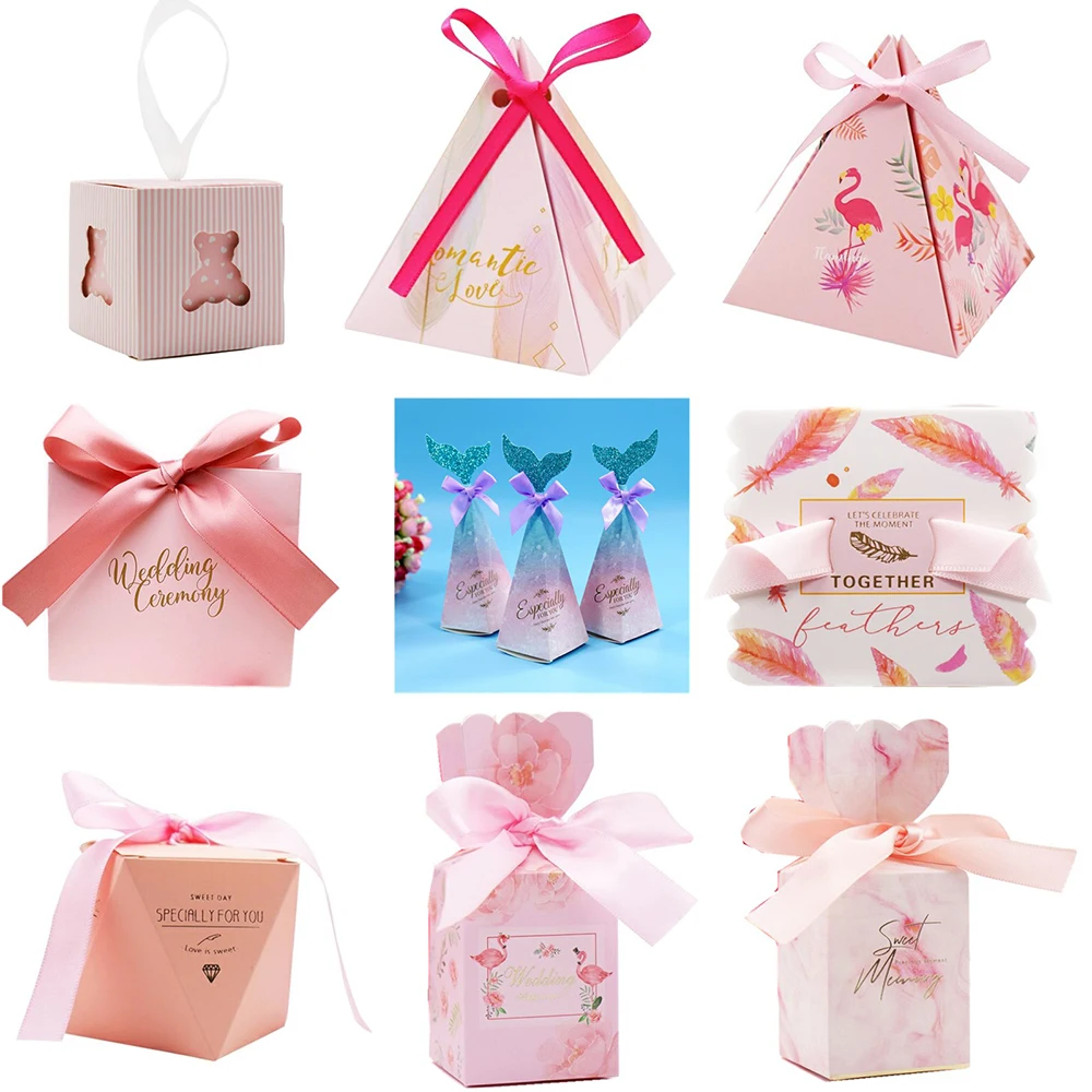 Свадебная розовая коробка для конфет Подарочная в виде фруктового льда детей на