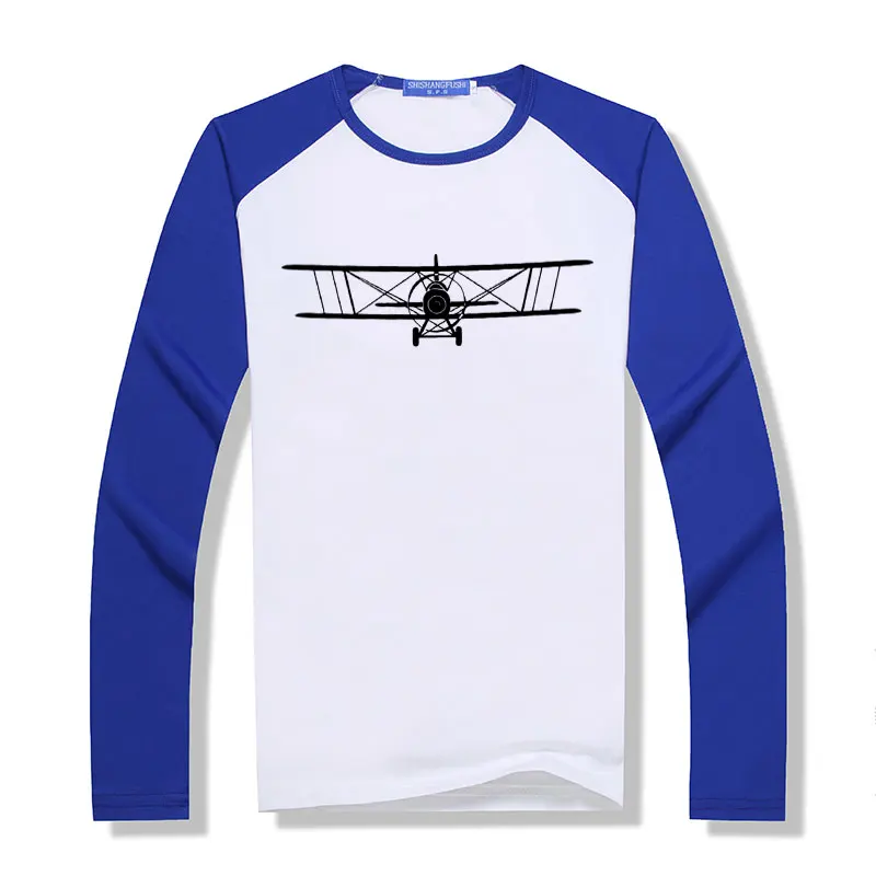 

New Retro Gliding aircraft T Shirt Mens air plane funny Long Sleeve Men raglan T-Shirt Modal Men Fashion O Neck Tees Top