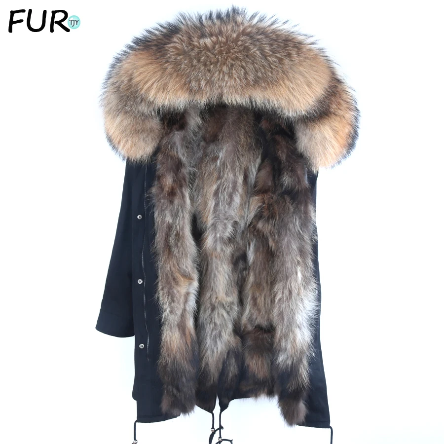 

Real Fur Parka Men Winter Jacket Real Raccoon Fur Hooded Coats Nature Raccoon Dog Lining Jacket Man Real Fur Coat