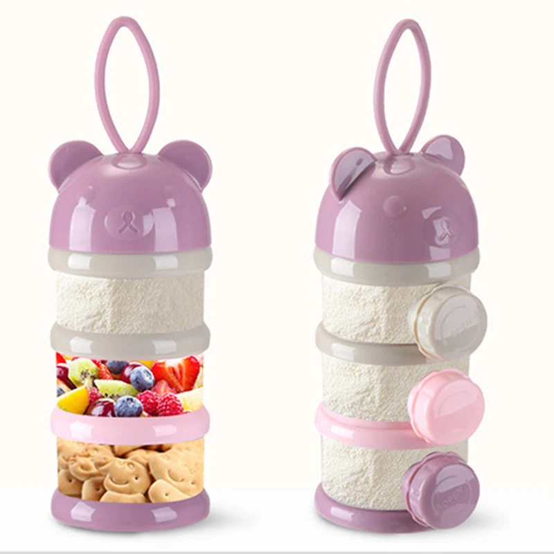 

3 Of 4-Lagen Beer Stijl Draagbare Babyvoeding Opbergdoos Essentiële Granen Cartoon Baby Melkpoeder Doos Waggel snacks Container
