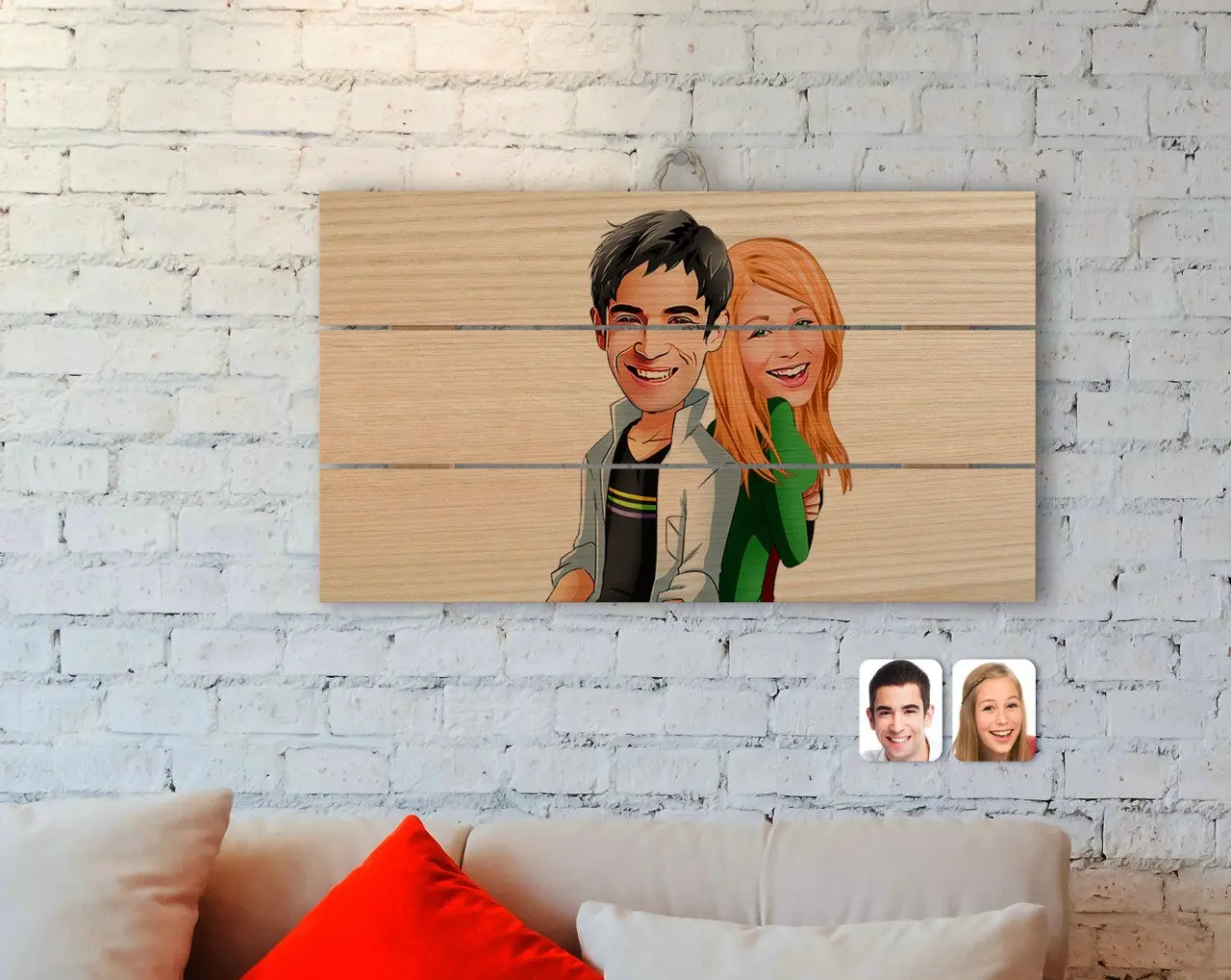 

Personalized Valentine Caricature Of Authentic Wooden Pallet Tablo-35