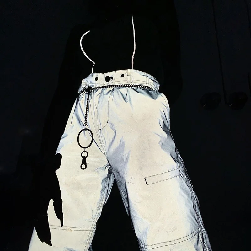 Streetwear Jogger Trousers Women 2019 Autumn Reflective High Waist Loose Casual Pants Female Sense Overalls Sweatpants | Женская одежда