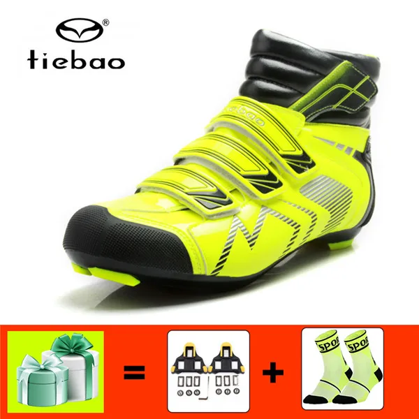 1686 Y with gift TIEBAO sapatilha ciclismo mtb Мужская зимняя обувь с самоблокирующимся замком SPD patillas MTB Мужская обувь для внедорожников, велосипедная обувь суперзвезды - Цвет: 1686 Y with gift