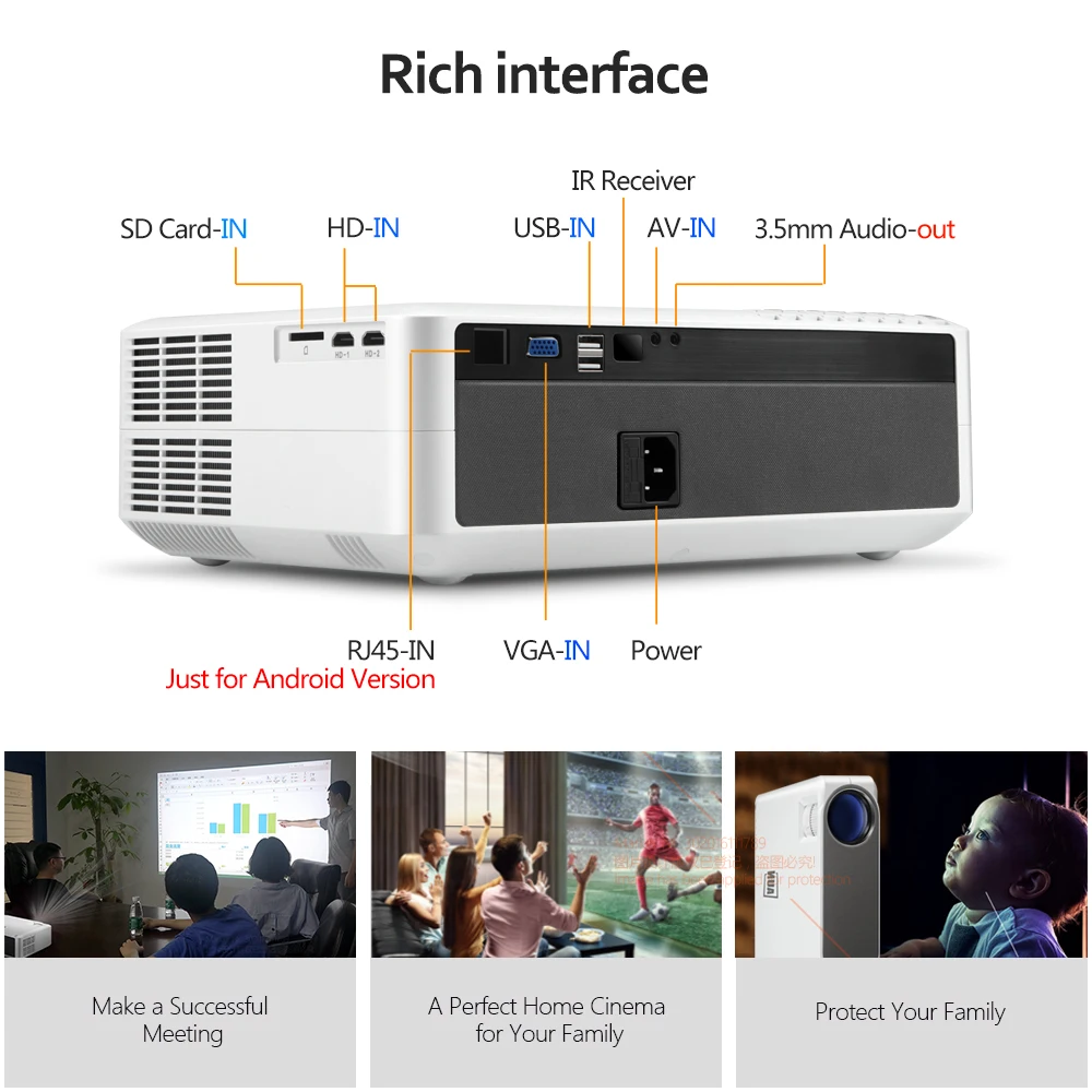 Мини проектор AKEY6 Pro AUN светодиодный 300 дюйма Android WiFi 4K Full HD 1080P проэктор для дома