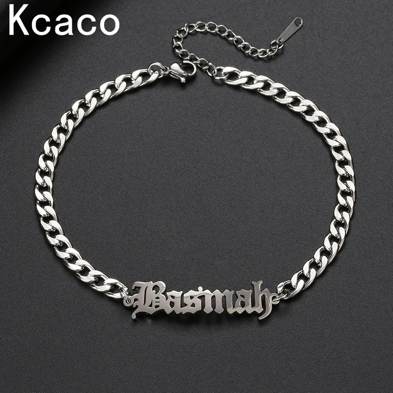 

Customized Man Name Bracelet Stainless Steel Male ID Bracelets with 5mm Width Cuban Chain Personalized Boy Men Nameplate Jewelry