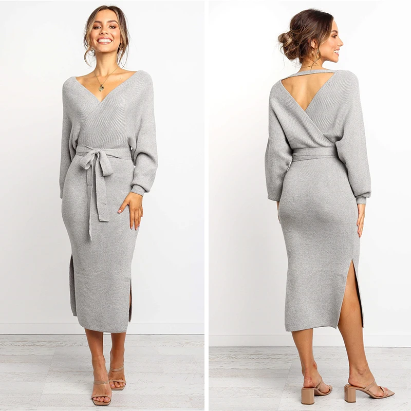 Хлопковое модное женское платье с поясом 2019 новые осенние зимние сексуальные