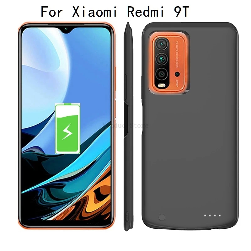

Чехлы для зарядки аккумуляторов для Xiaomi Redmi 9T тонкий Силиконовый противоударный внешний аккумулятор чехол для зарядки портативное зарядно...