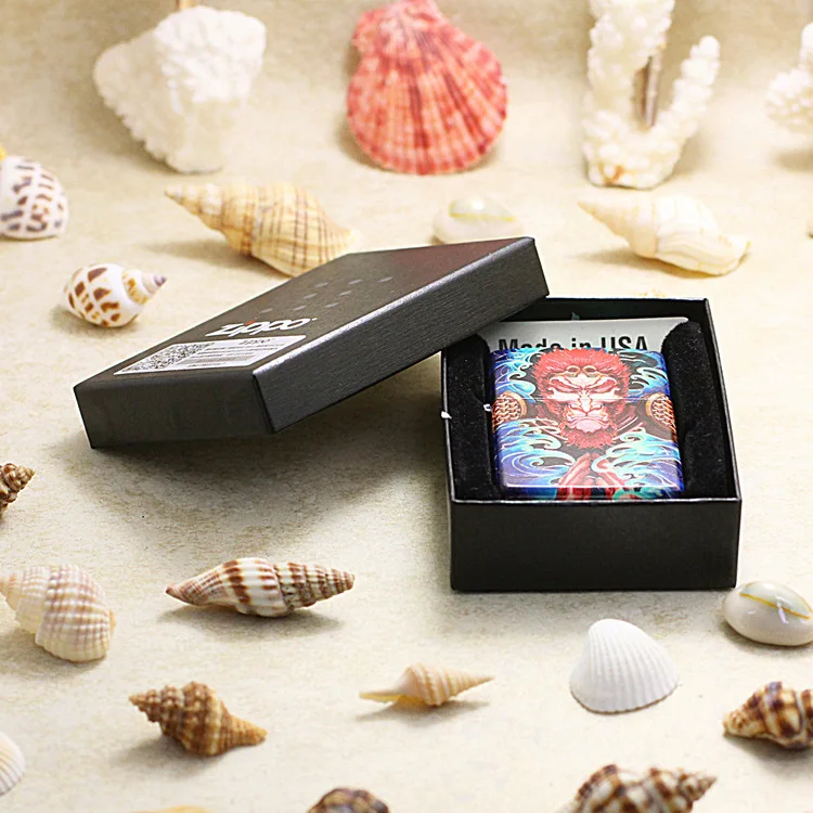 

Genuine Zippo oil lighter copper windproof Sun WuKong carving cigarette Kerosene lighters Gift With anti-counterfeiting code