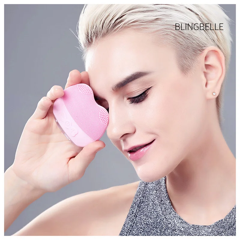 BLINGBELLE Electric Silicone Face Cleansing Brush Kitten Cat Makeup Eraser Cosmetic Remover and Massaging | Красота и здоровье