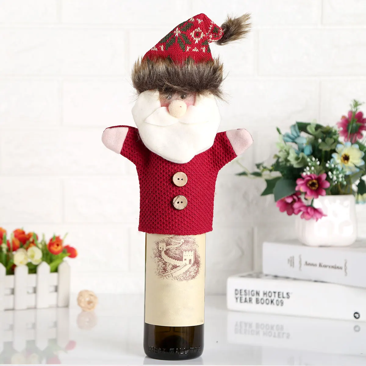 

Christmas Wine Bottle Decor Handmade Cute Christmas Sweater Knitted Wine Bottle Cover for Christmas Theme Gifts Parties