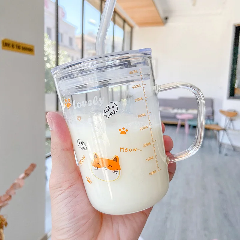 Высококачественная термостойкая стеклянная кружка с соломенной крышкой чашка