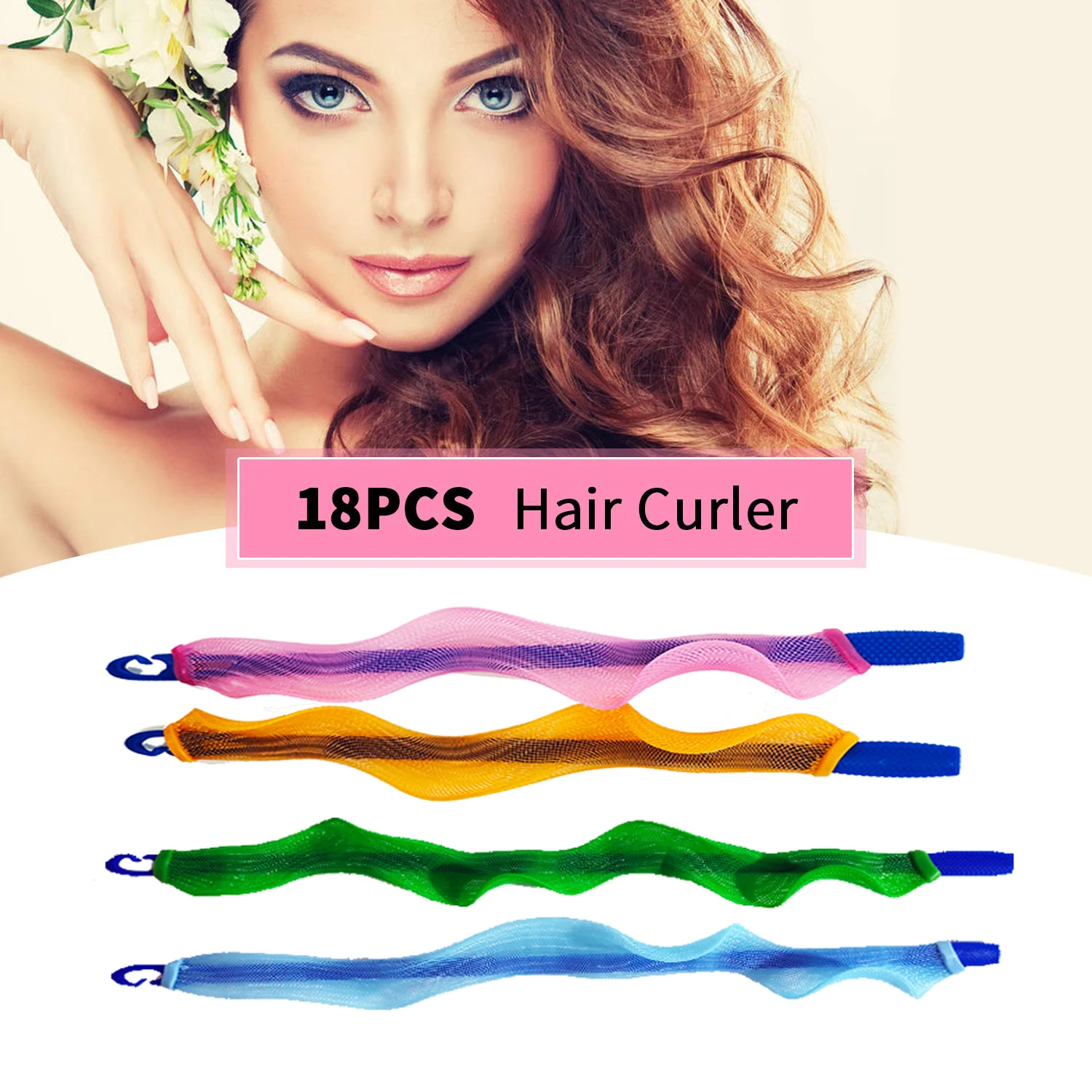 

18Pcs Magic Hair Curlers Spiral Curls Styling DIY Hair Rollers Snail Hair Curler Rollers Soft Hair Curlers Sticks Rollers