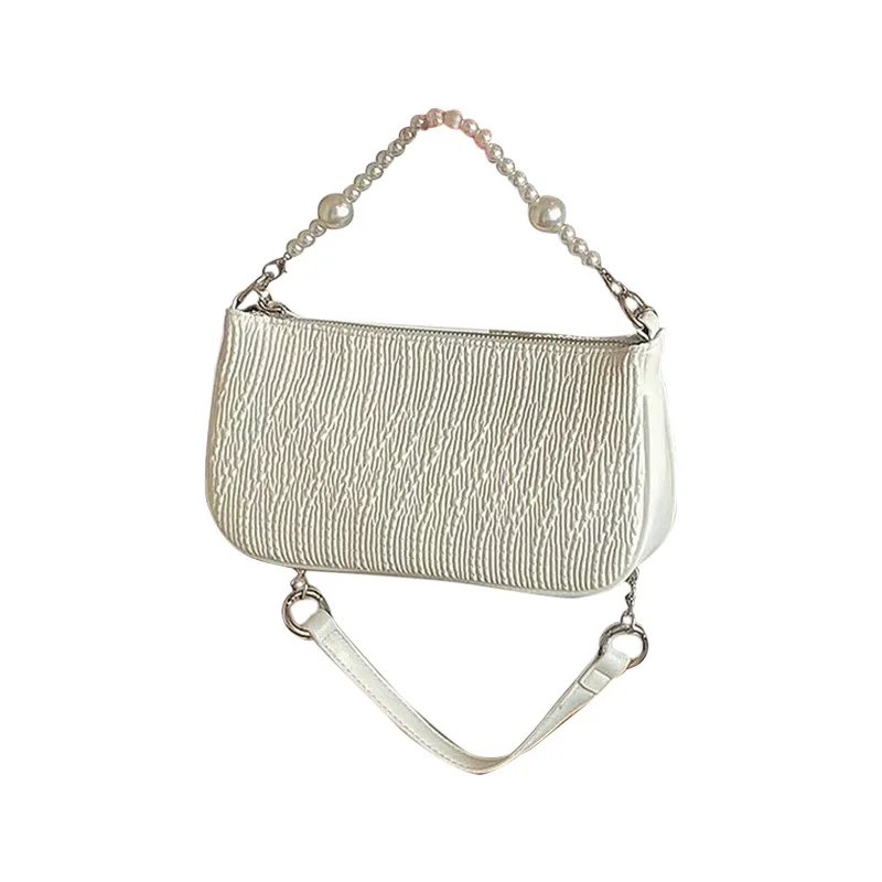 

Vintage Small Square Shoulder Bag for Women Pearl Chain Ladies Tote Handbags Evening Clutch Purse Fashion Female Crossbody Bags
