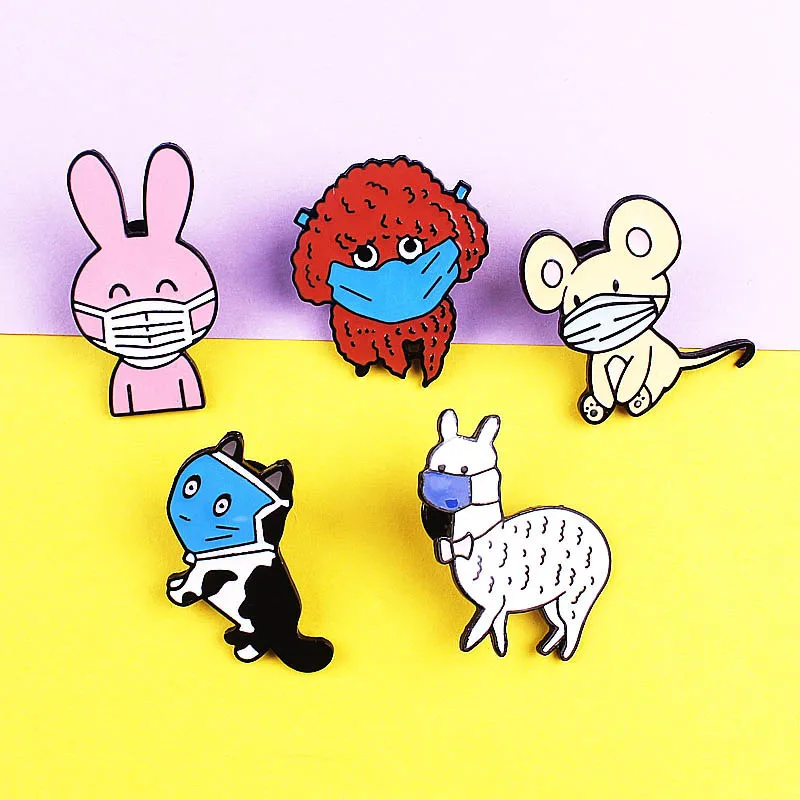 Мультфильм маски животных из цинкового сплава Цинковый Сплав Брошь Мода милый