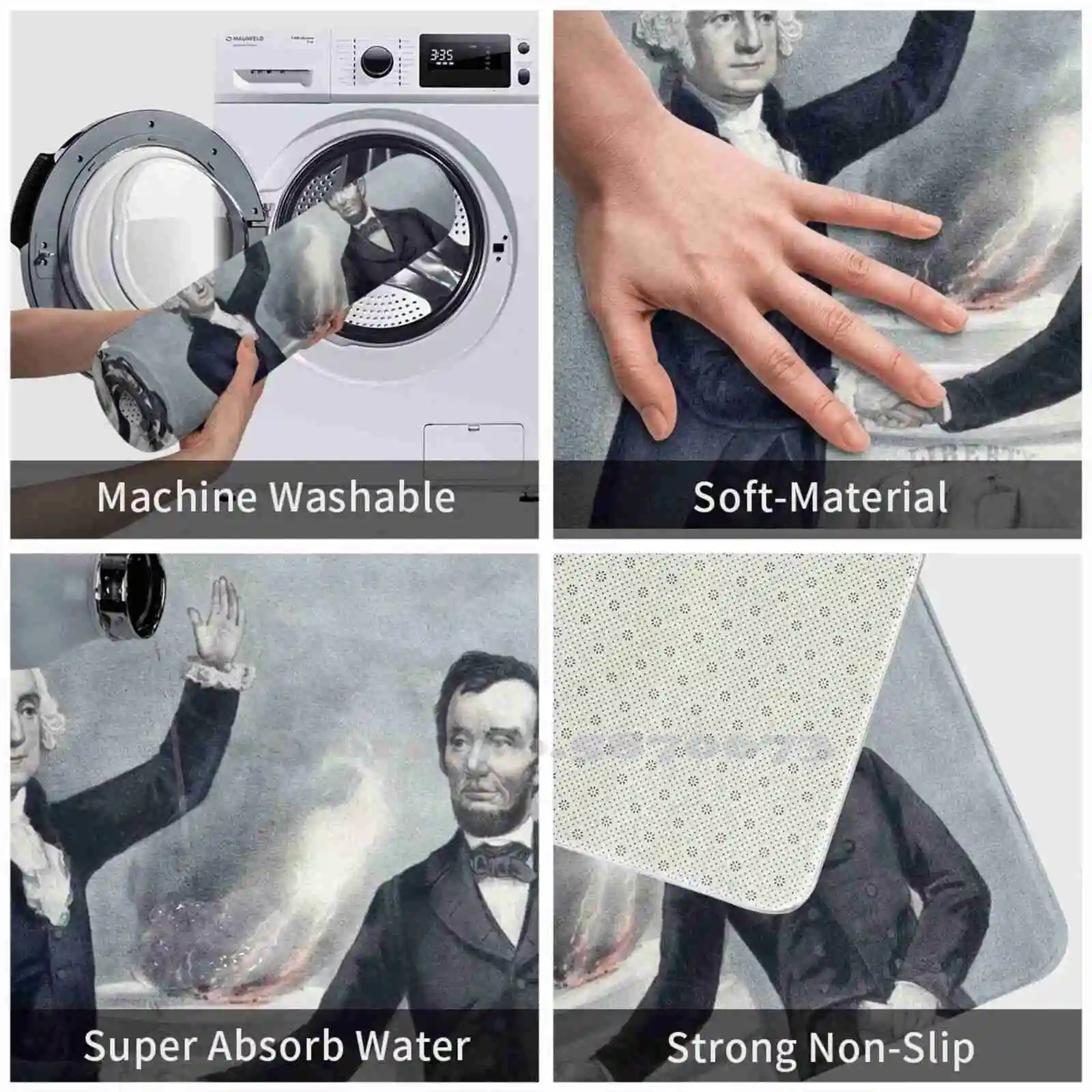 Товары для дома в Вашингтоне и Линкольне 3D коврик ног Абраам Линкольн президент