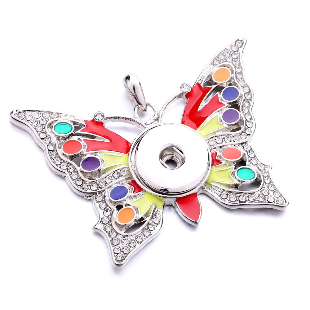 New Colorful Butterfly Snap Button Necklace Jewelry Fit 18mm Metal Buttons Pendant | Украшения и аксессуары